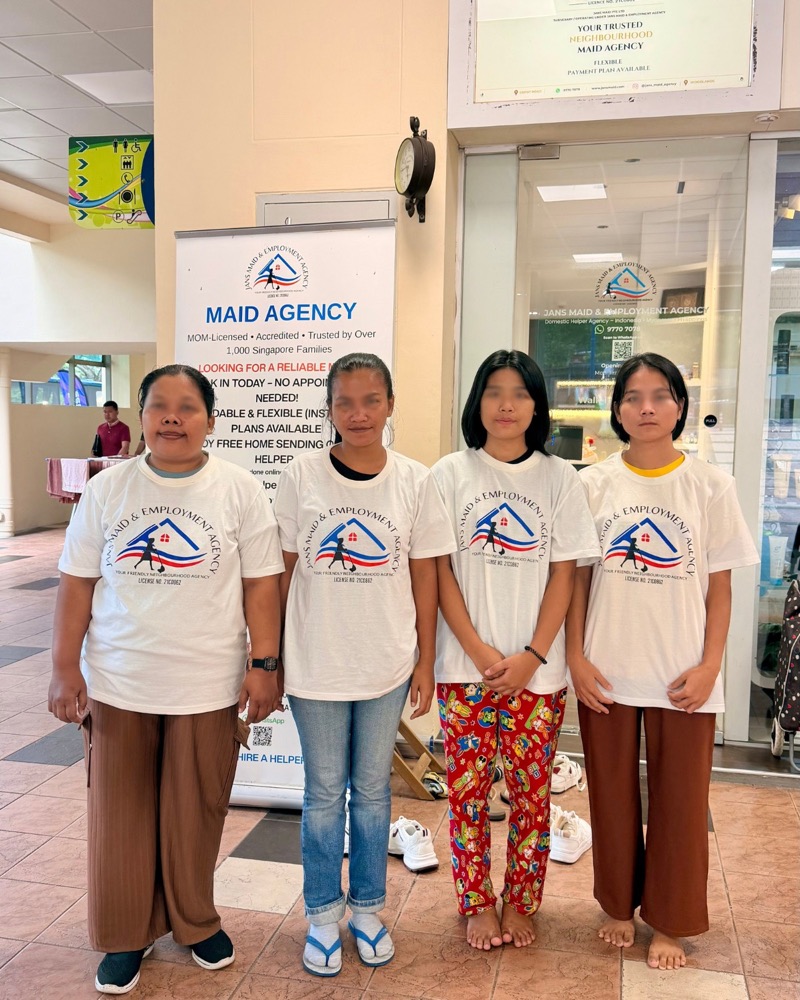 Myanmar domestic helpers photographed at Jans Maid & Employment Agency in Singapore