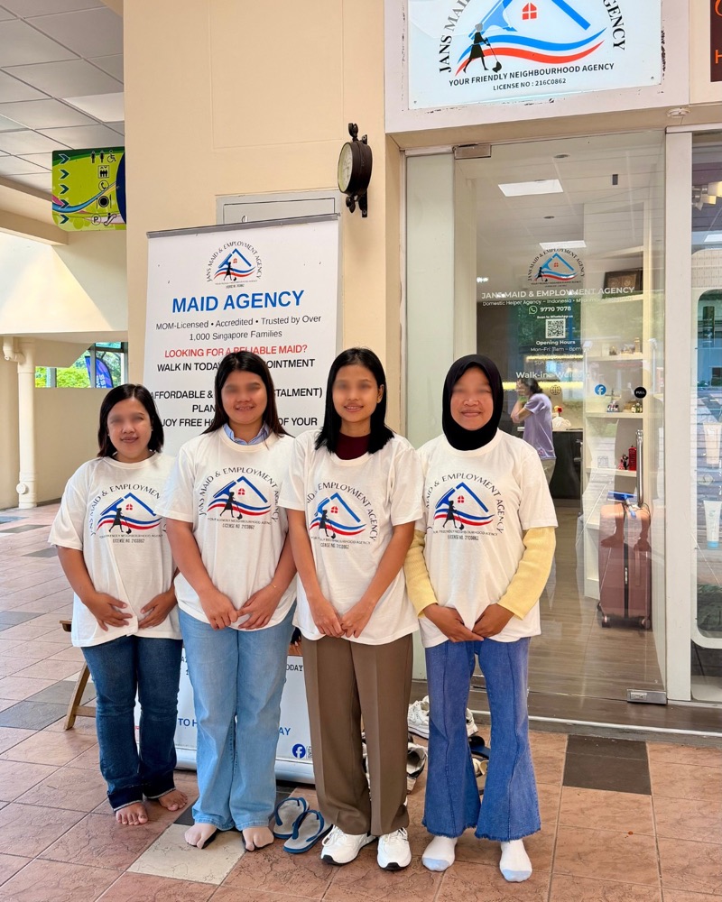 Indonesian and Myanmar domestic helpers during placement preparation at Jans Maid & Employment Agency